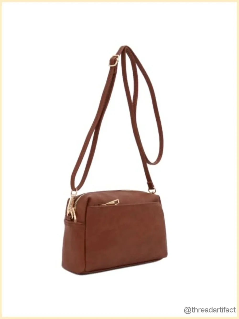 Faux Leather Crossbody Bag Zipper Closure Adjustable Strap Wallet